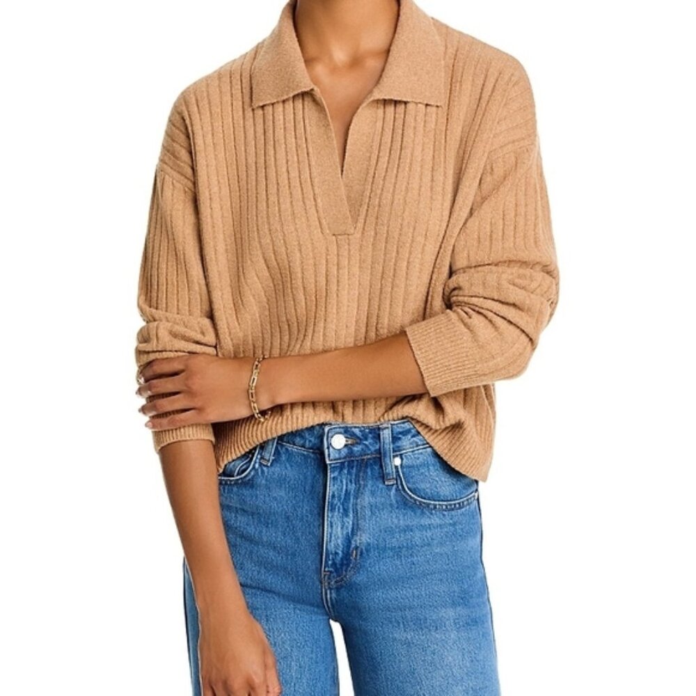 French Connection Vhari Collar Long Sleeve Sweater Brown Knit Women’s - Picture 7 of 8